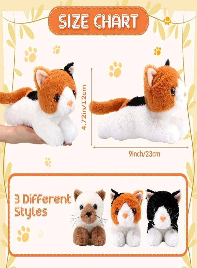 Harrycle 3 Pcs 9 Inch Cat Stuffed Animal Plush Gift Cute Kitten Plush Toys Small Cat Stuffed Animal Sleeping Gifts for Boys Girls Pet Party Favors(Cute Style) - Image 2